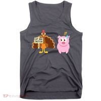 Eat Ham Instead Turkey And Pig Funny Thanksgiving Tank Top thumb 0