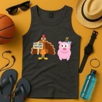 Eat Ham Instead Turkey And Pig Funny Thanksgiving Tank Top thumb 4
