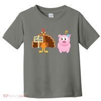 Eat Ham Instead Turkey And Pig Funny Thanksgiving Toddler T-Shirt thumb 0