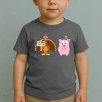 Eat Ham Instead Turkey And Pig Funny Thanksgiving Toddler T-Shirt thumb 2