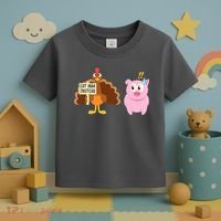 Eat Ham Instead Turkey And Pig Funny Thanksgiving Toddler T-Shirt thumb 3