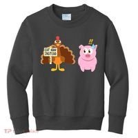Eat Ham Instead Turkey And Pig Funny Thanksgiving Kids Sweatshirt thumb 0