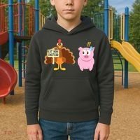 Eat Ham Instead Turkey And Pig Funny Thanksgiving Kids Hoodie thumb 2