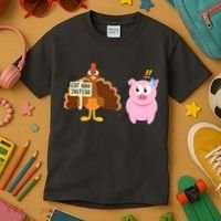 Eat Ham Instead Turkey And Pig Funny Thanksgiving Kids T-Shirt thumb 3