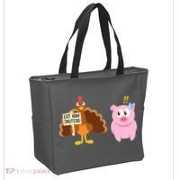 Eat Ham Instead Turkey And Pig Funny Thanksgiving Tote Bag thumb 2