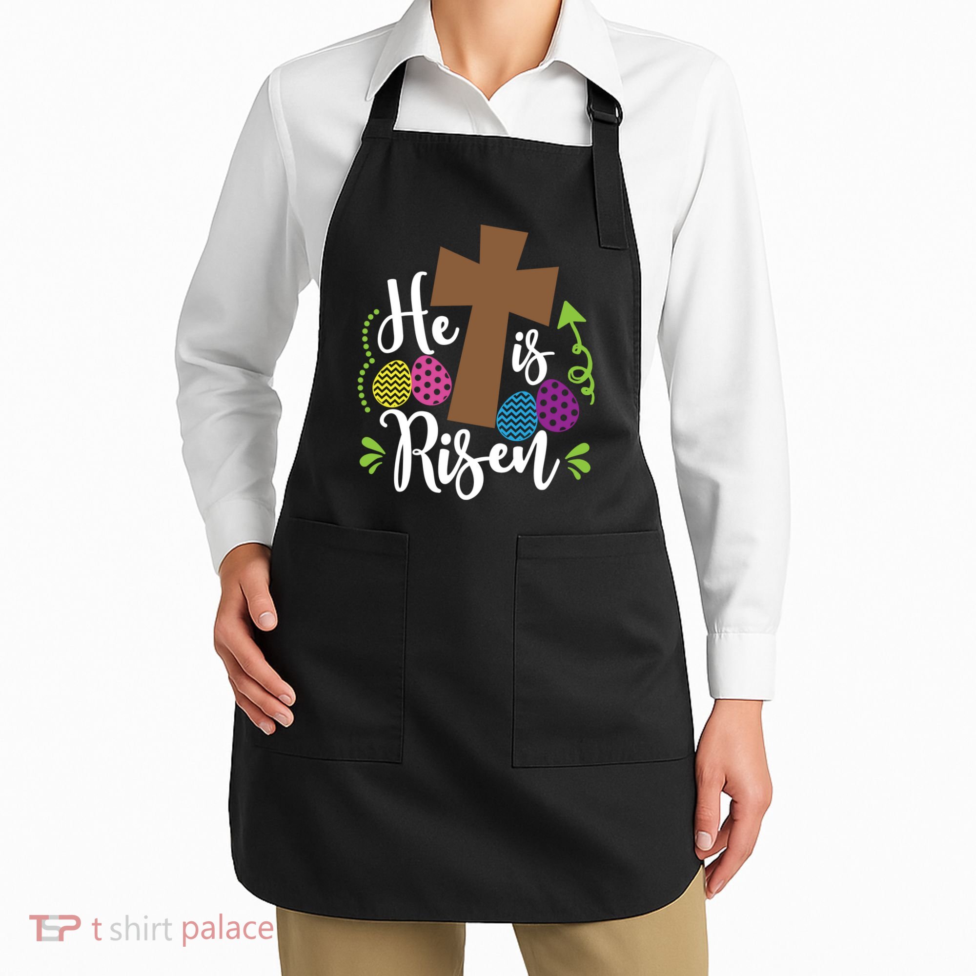 Easter He Is Risen Cross Apron