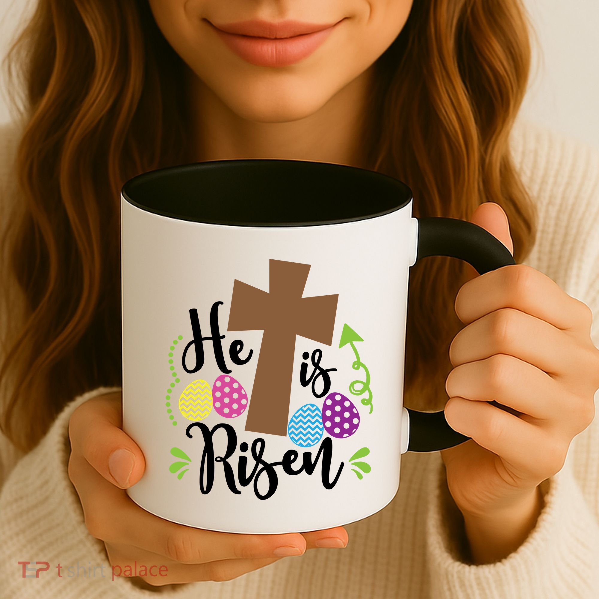 Easter He Is Risen Cross Coffee Mug