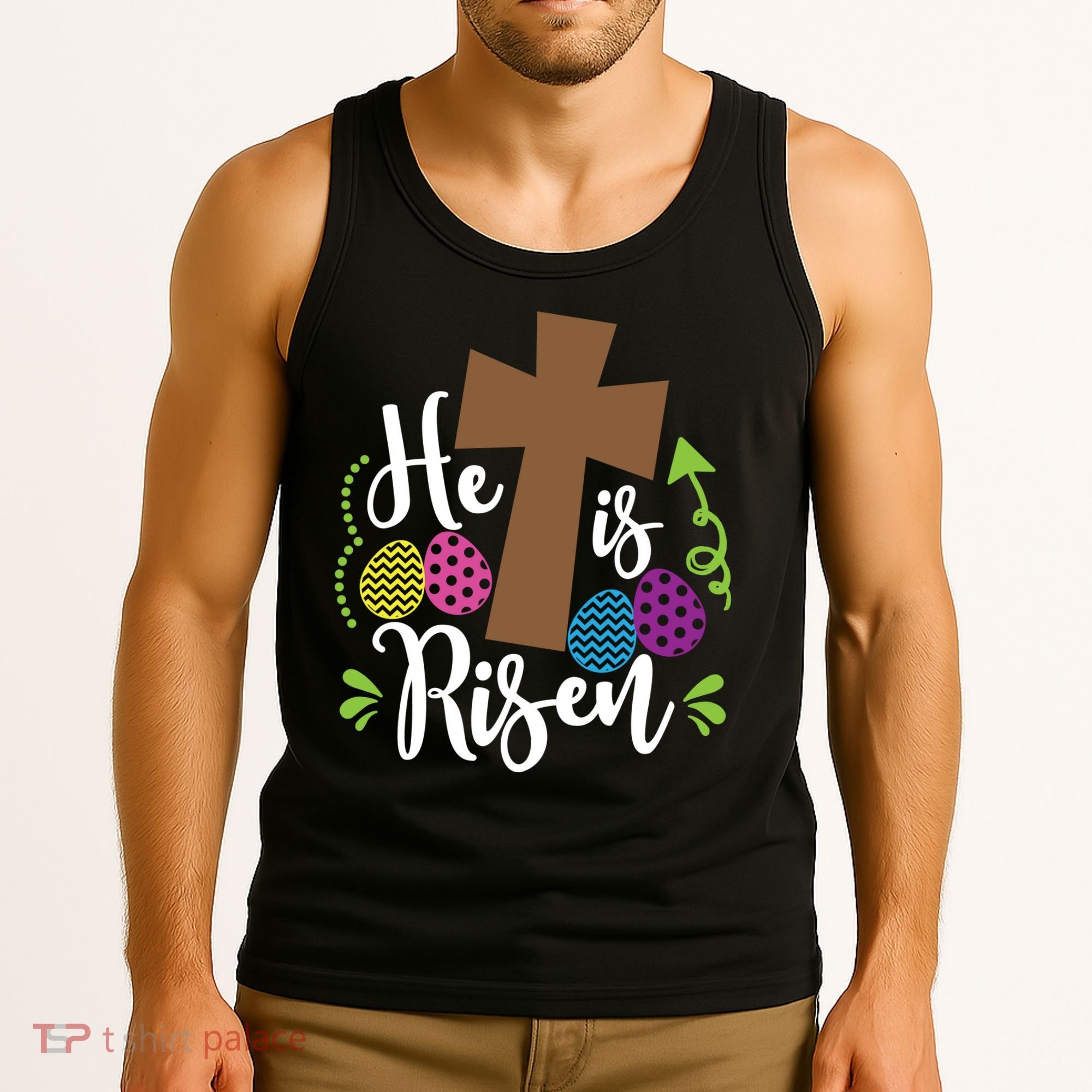 Easter He Is Risen Cross Tank Top