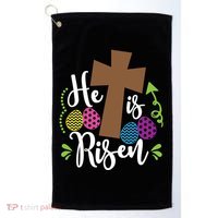 Easter He Is Risen Cross Golf Towel thumb 0