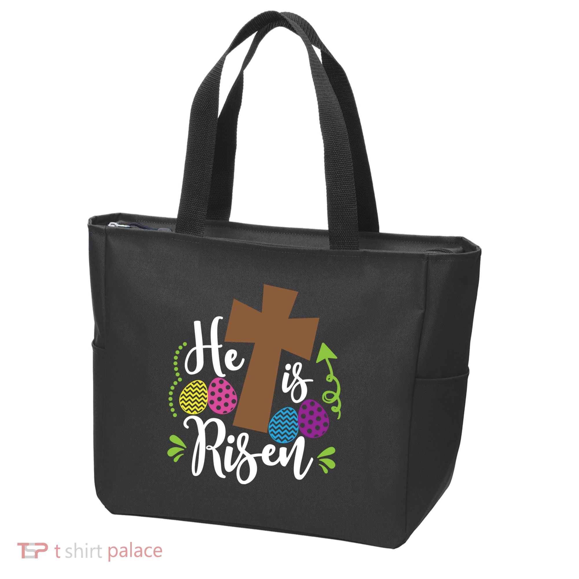 Easter He Is Risen Cross Tote Bag