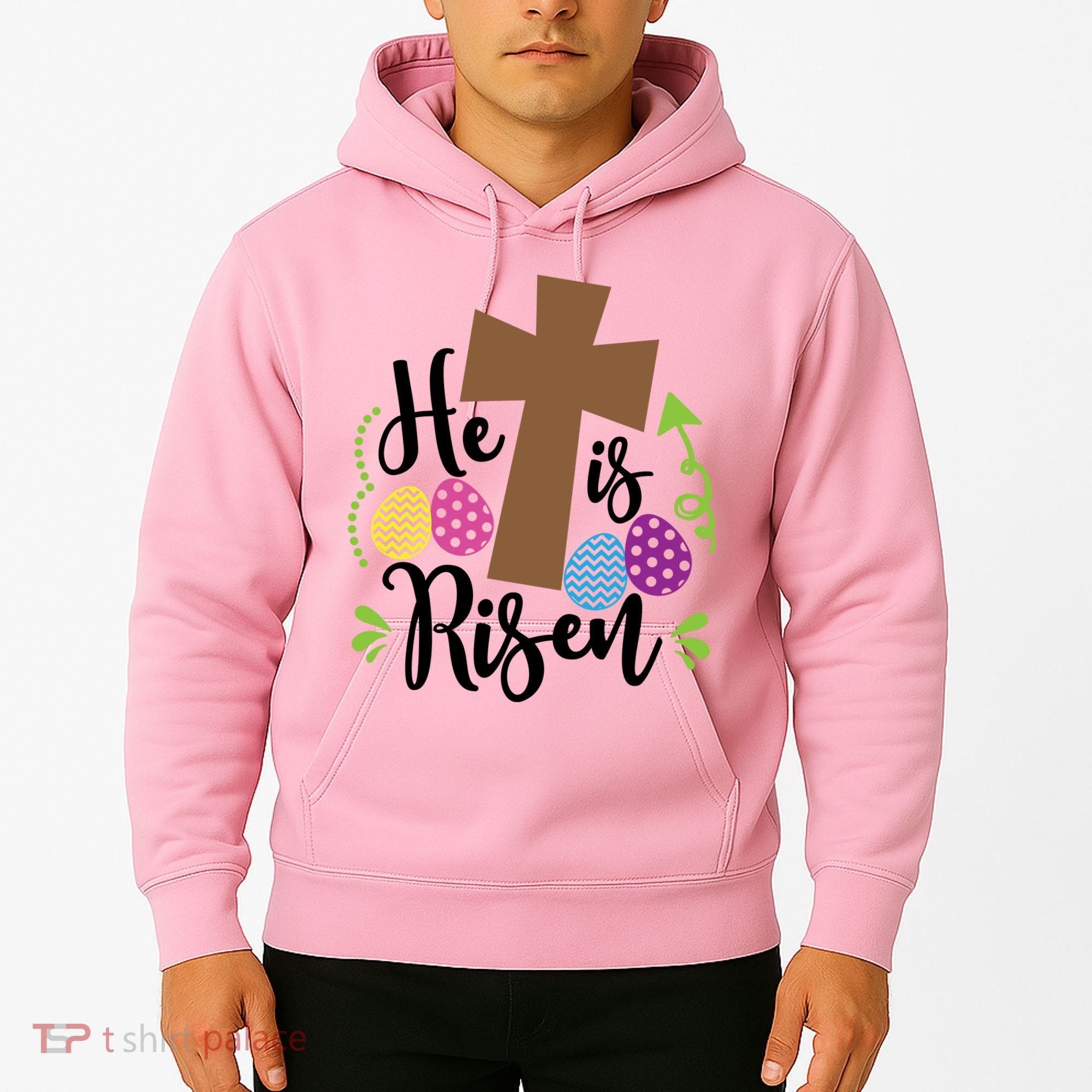 Easter He Is Risen Cross Hoodie