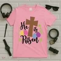 Easter He Is Risen Cross T-Shirt thumb 5