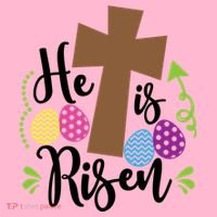 Easter He Is Risen Cross Button thumb 1