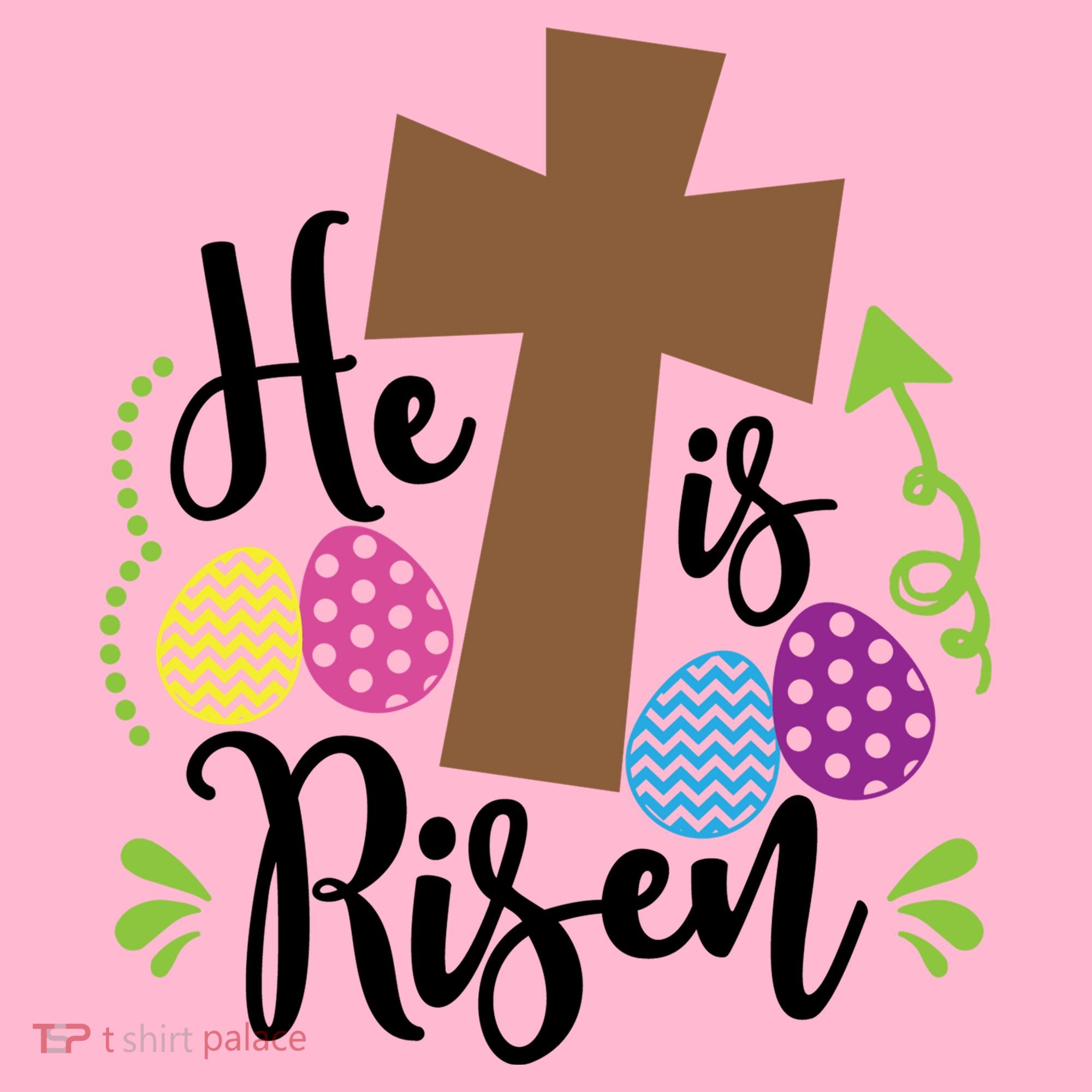 Easter He Is Risen Cross Button