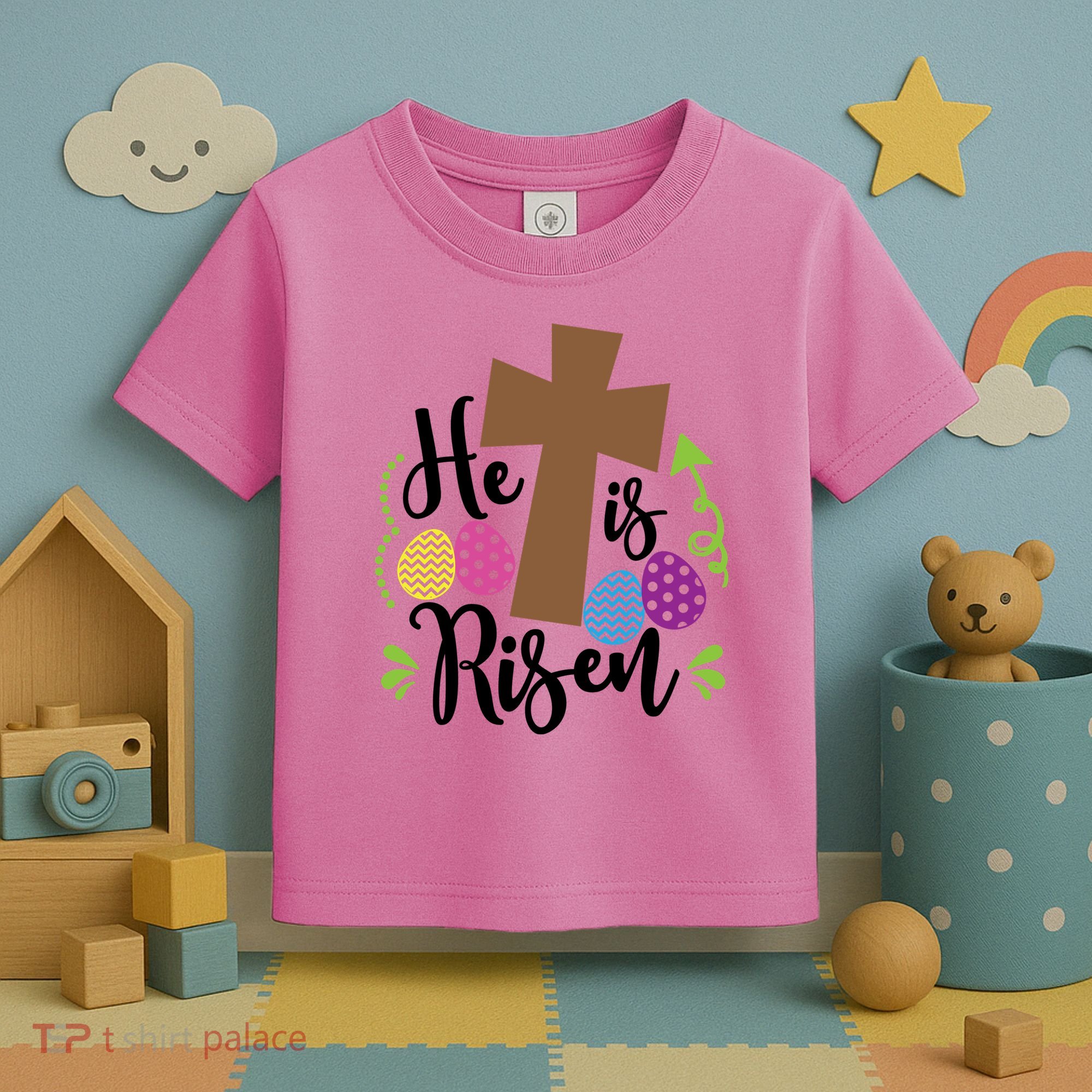 Easter He Is Risen Cross Toddler T-Shirt