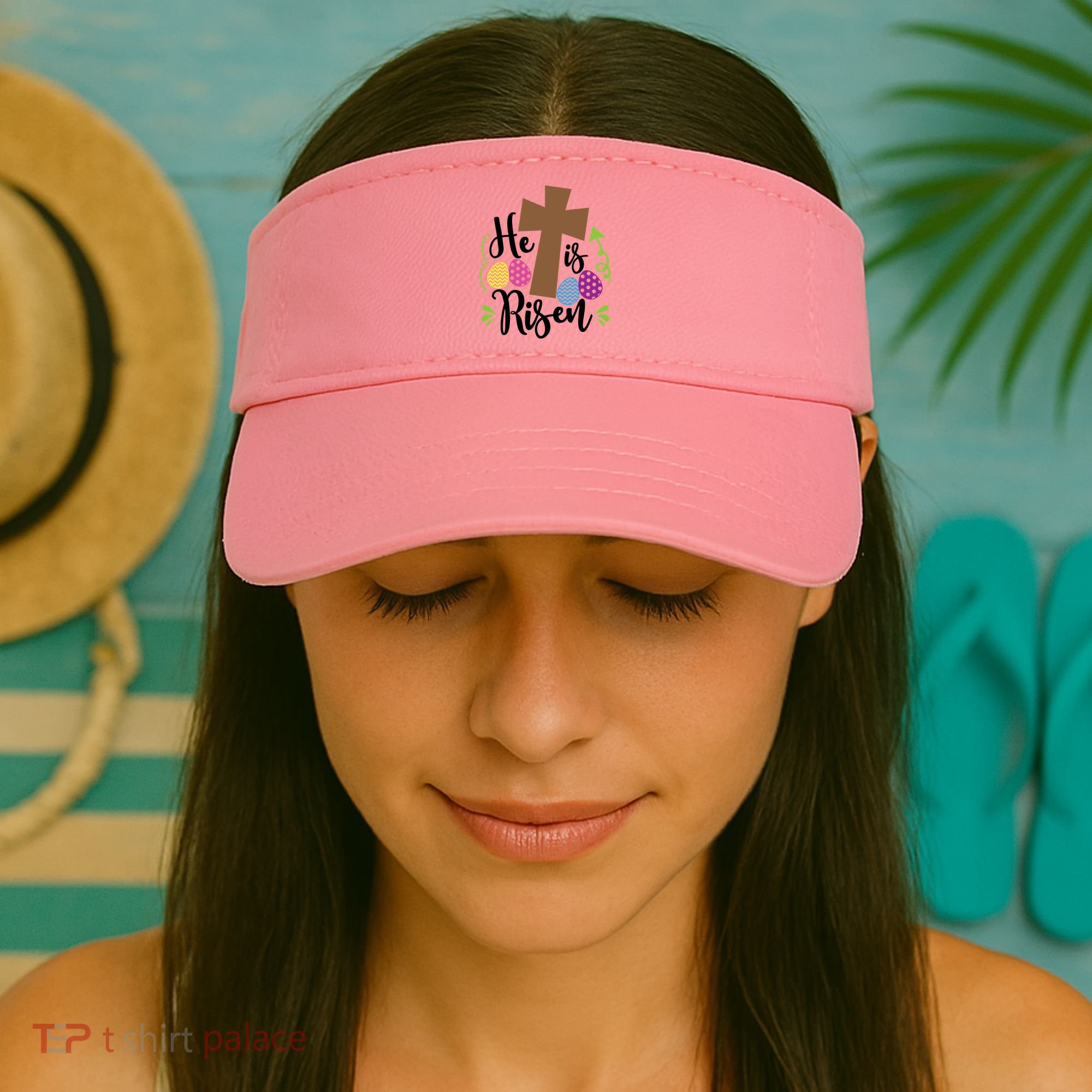 Easter He Is Risen Cross Visor