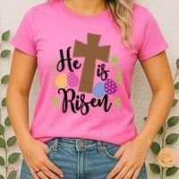Easter He Is Risen Cross Women's T-Shirt thumb 2