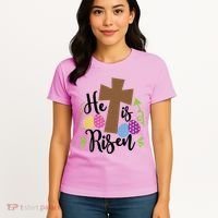 Easter He Is Risen Cross Women's T-Shirt thumb 4