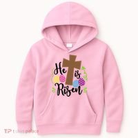 Easter He Is Risen Cross Kids Hoodie thumb 0