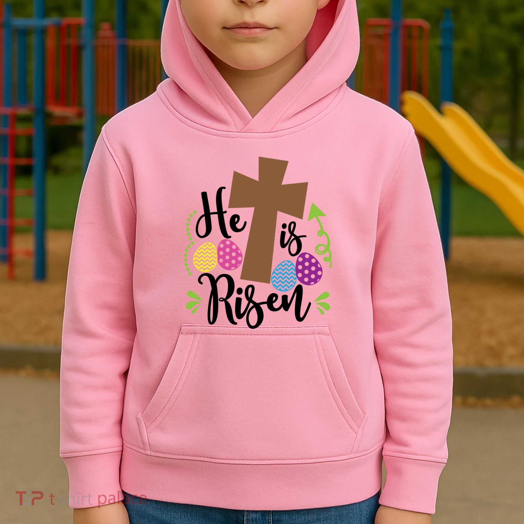 Easter He Is Risen Cross Kids Hoodie