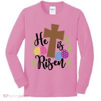 Easter He Is Risen Cross Kids Long Sleeve Shirt thumb 0