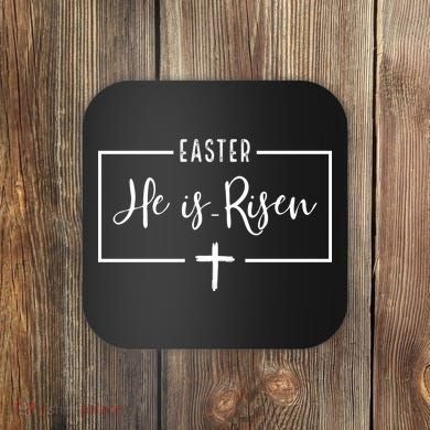 Easter He Is Risen Cross Christianity Coaster