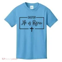 Easter He Is Risen Cross Christianity Kids T-Shirt thumb 0