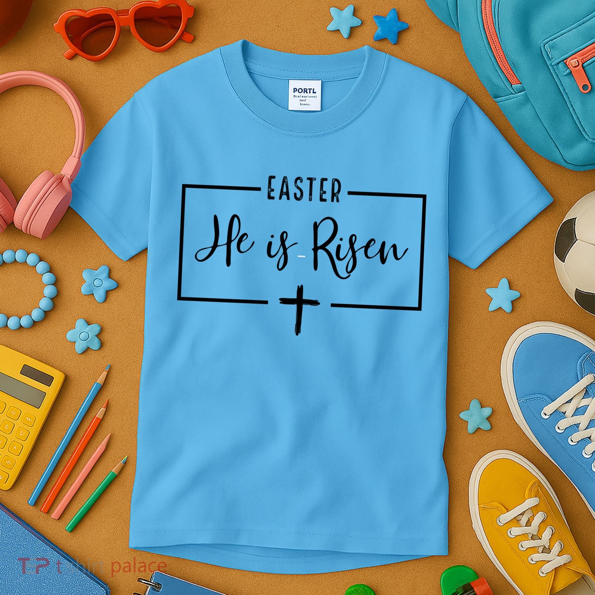 Easter He Is Risen Cross Christianity Kids T-Shirt