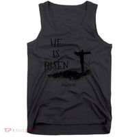 Easter He Is Risen Religious Palm Sunday cross Tank Top thumb 0