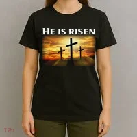 Easter He Is Risen Christian T-Shirt thumb 4