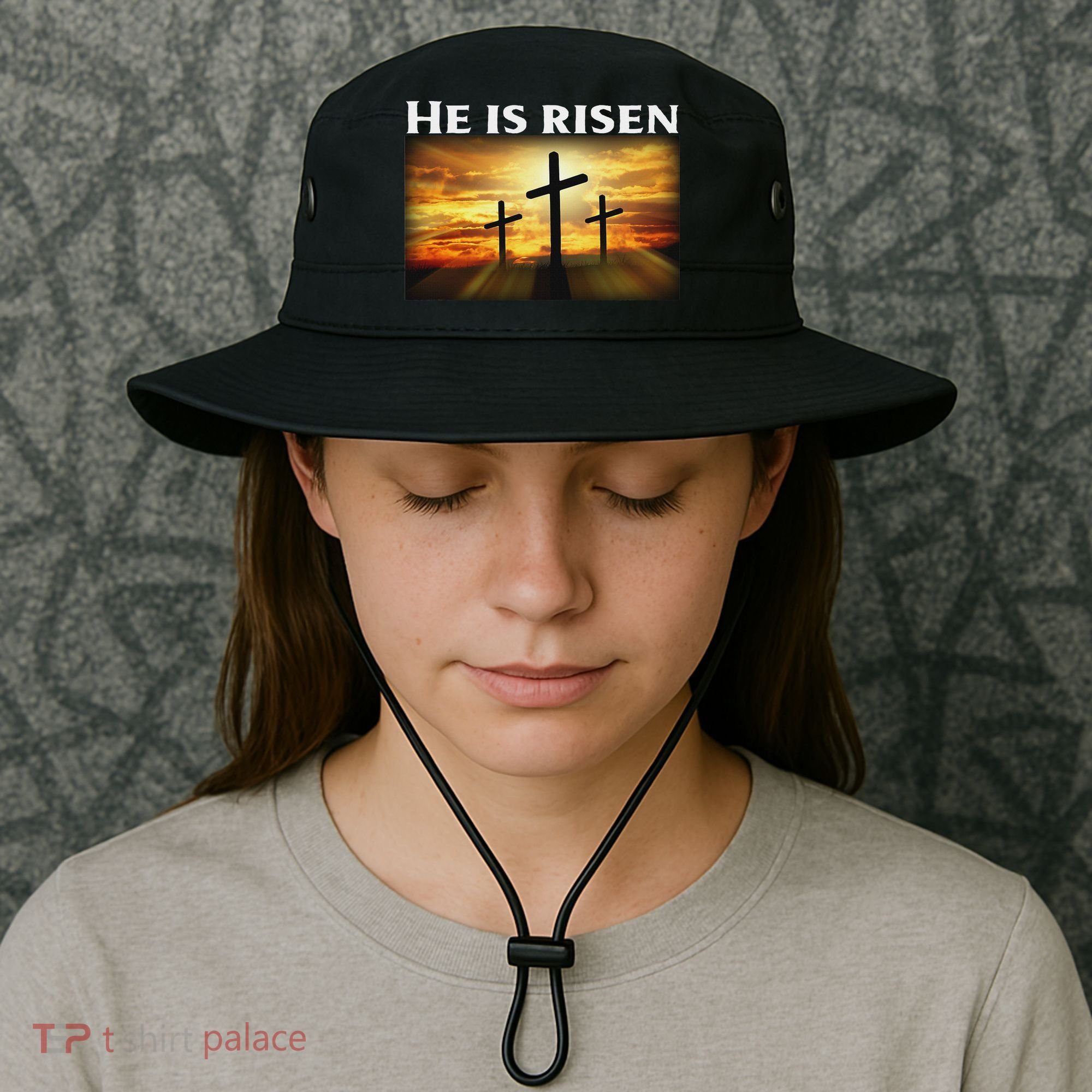 Easter He Is Risen Christian Bucket Hat