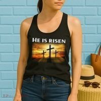 Easter He Is Risen Christian Women's Tank Top thumb 2