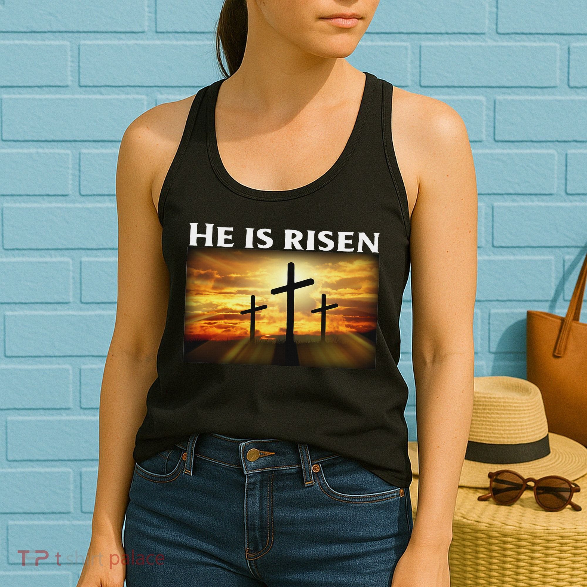 Easter He Is Risen Christian Women's Tank Top