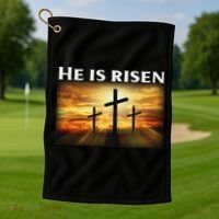 Easter He Is Risen Christian Golf Towel thumb 1
