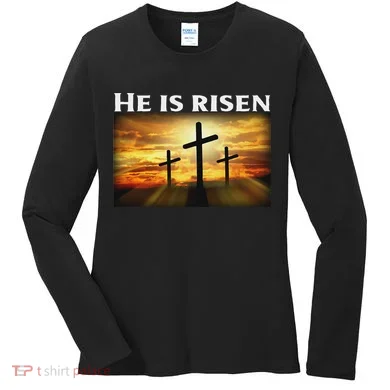 Easter He Is Risen Christian Women's Long Sleeve Shirt