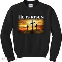 Easter He Is Risen Christian Kids Sweatshirt thumb 0