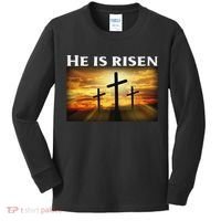 Easter He Is Risen Christian Kids Long Sleeve Shirt thumb 0
