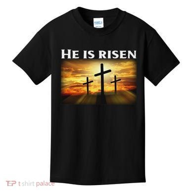 Easter He Is Risen Christian Kids T-Shirt