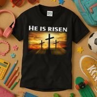 Easter He Is Risen Christian Kids T-Shirt thumb 3
