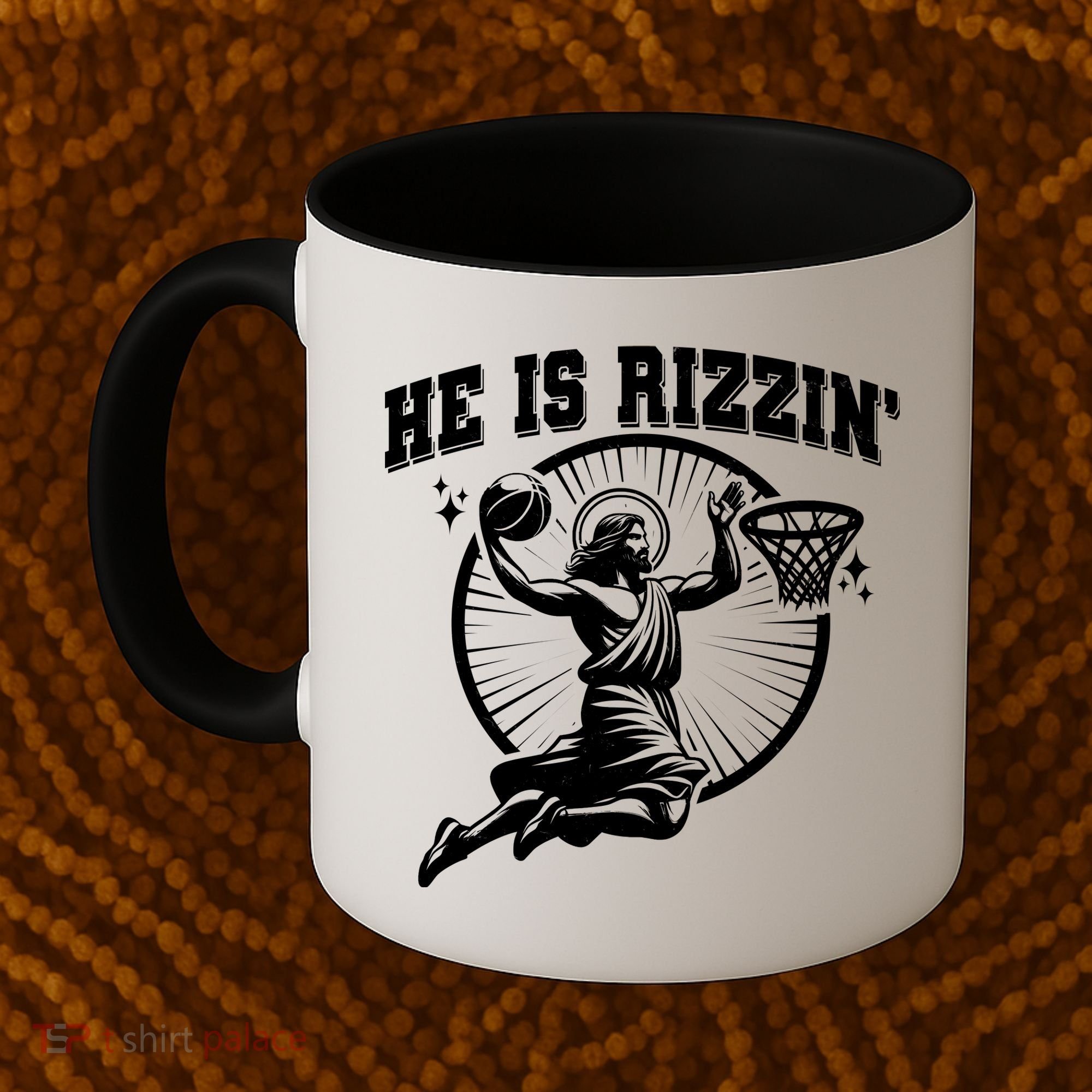 Easter He Is Rizzin Jesus Basketball Coffee Mug