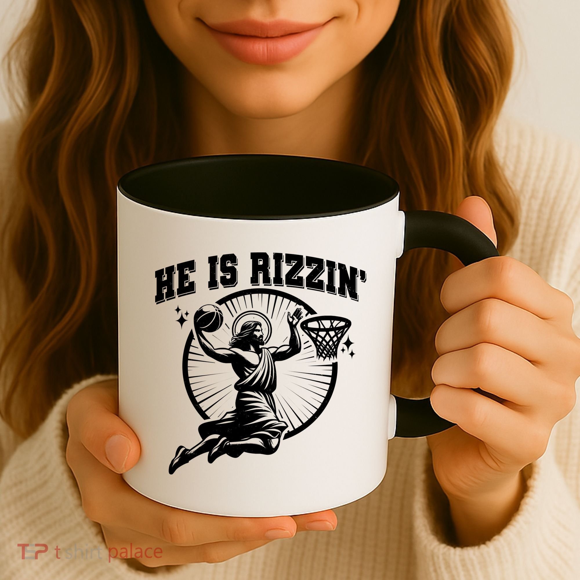 Easter He Is Rizzin Jesus Basketball Coffee Mug