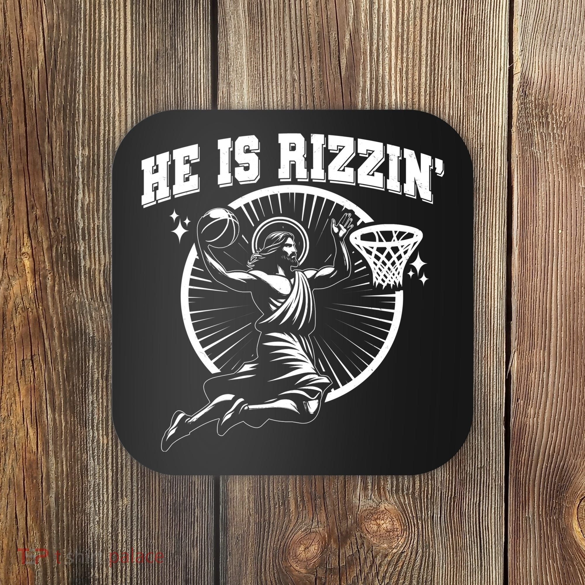 Easter He Is Rizzin Jesus Basketball Coaster