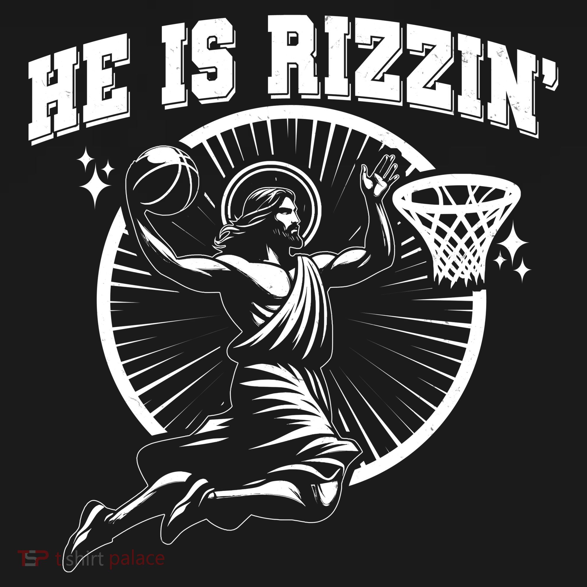 Easter He Is Rizzin Jesus Basketball Women's Hoodie