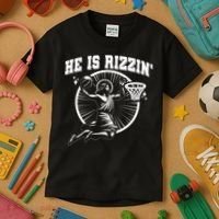 Easter He Is Rizzin Jesus Basketball Kids T-Shirt thumb 3