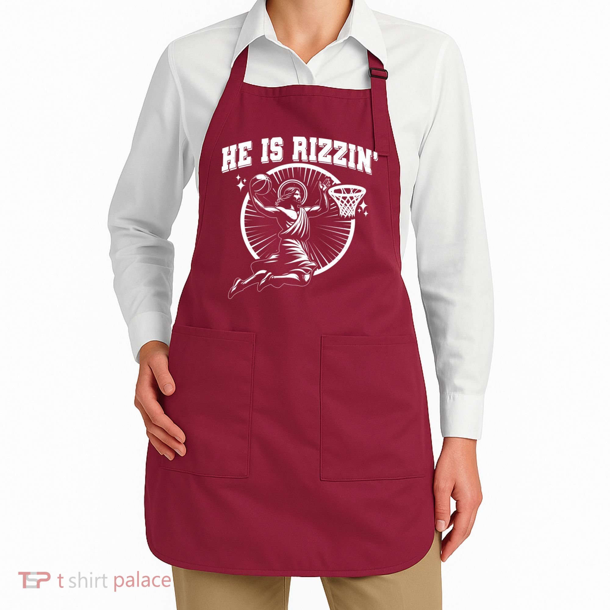 Easter He Is Rizzin Jesus Basketball Apron
