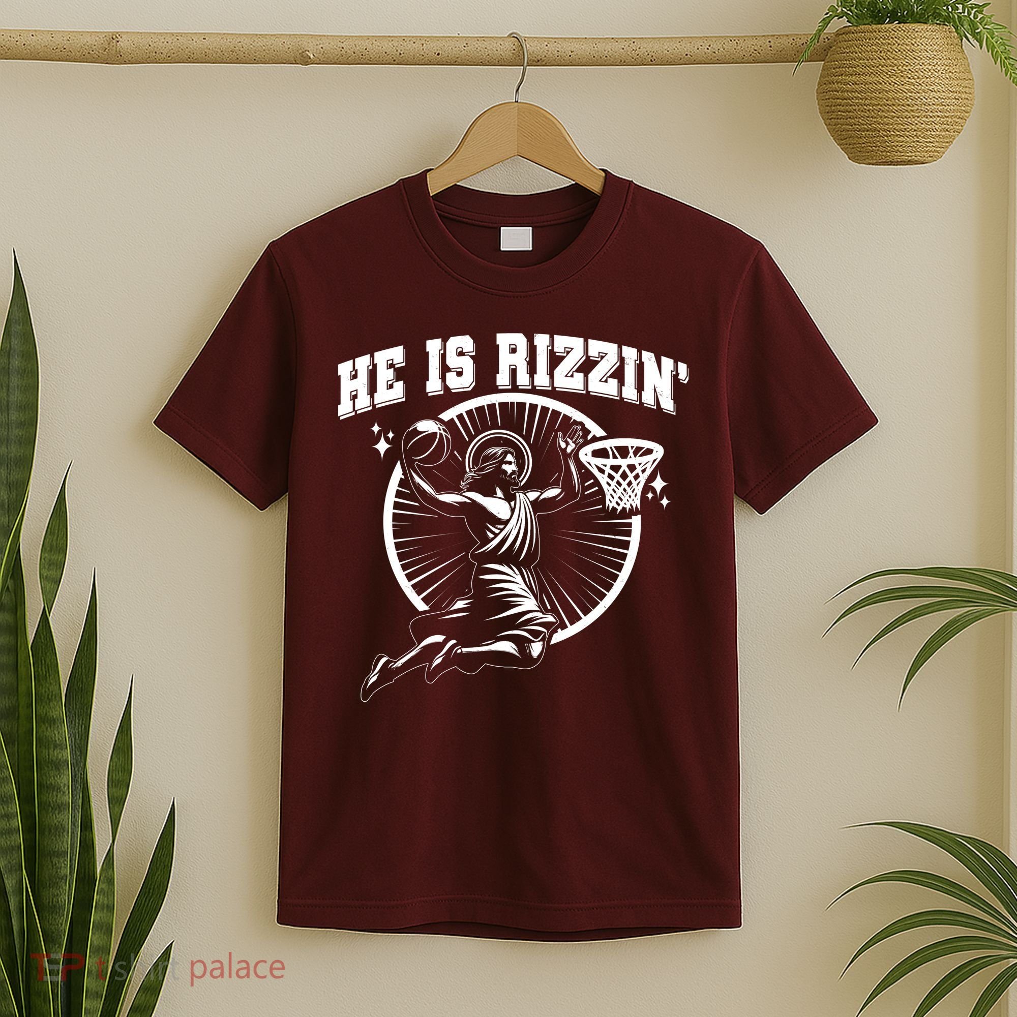 Easter He Is Rizzin Jesus Basketball T-Shirt