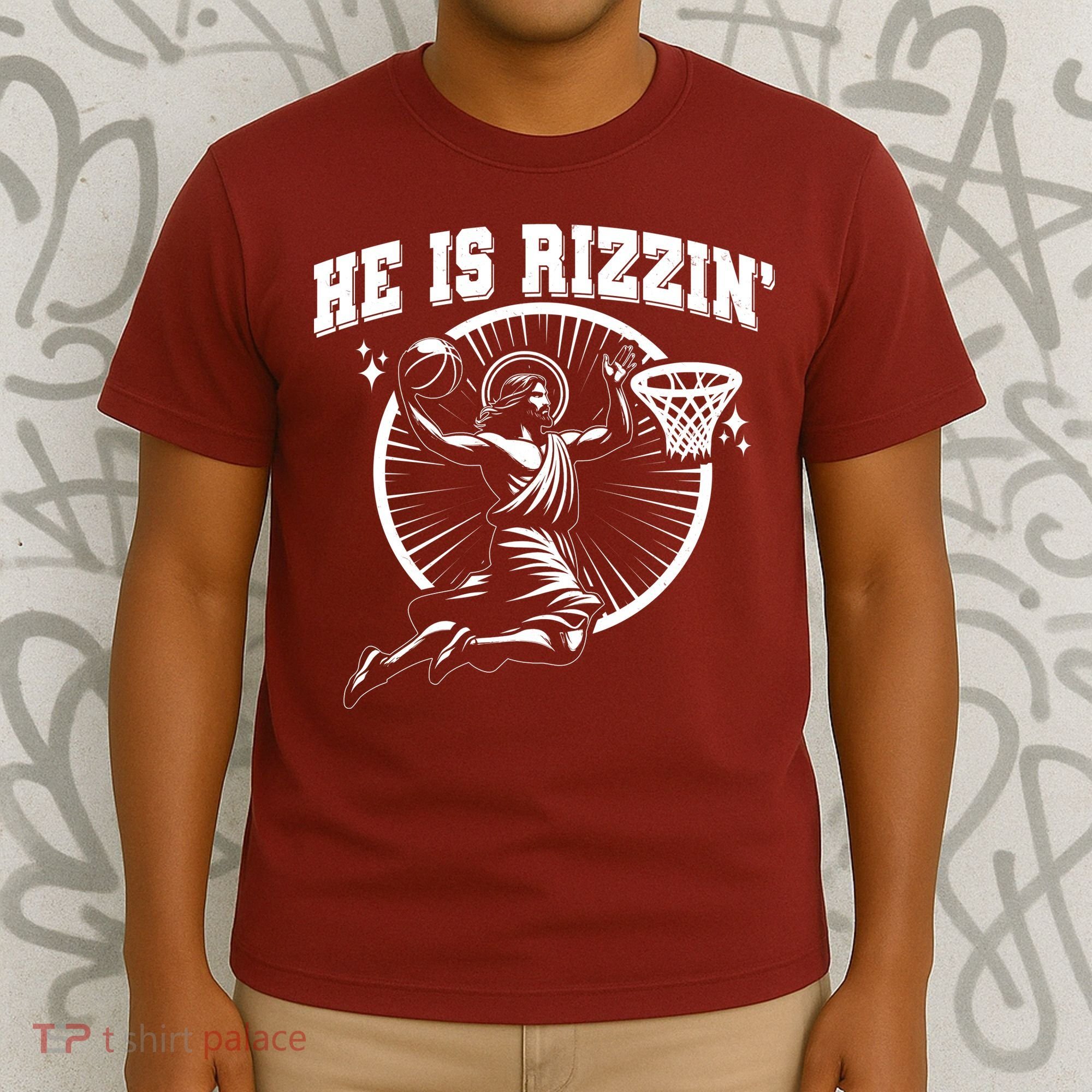 Easter He Is Rizzin Jesus Basketball T-Shirt