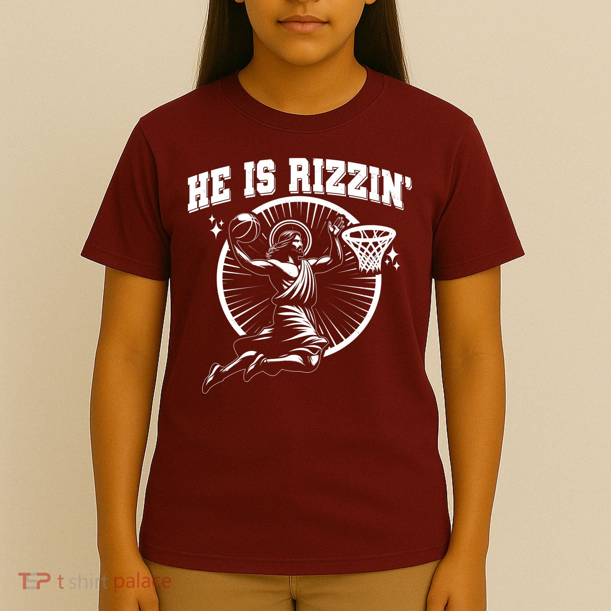 Easter He Is Rizzin Jesus Basketball T-Shirt