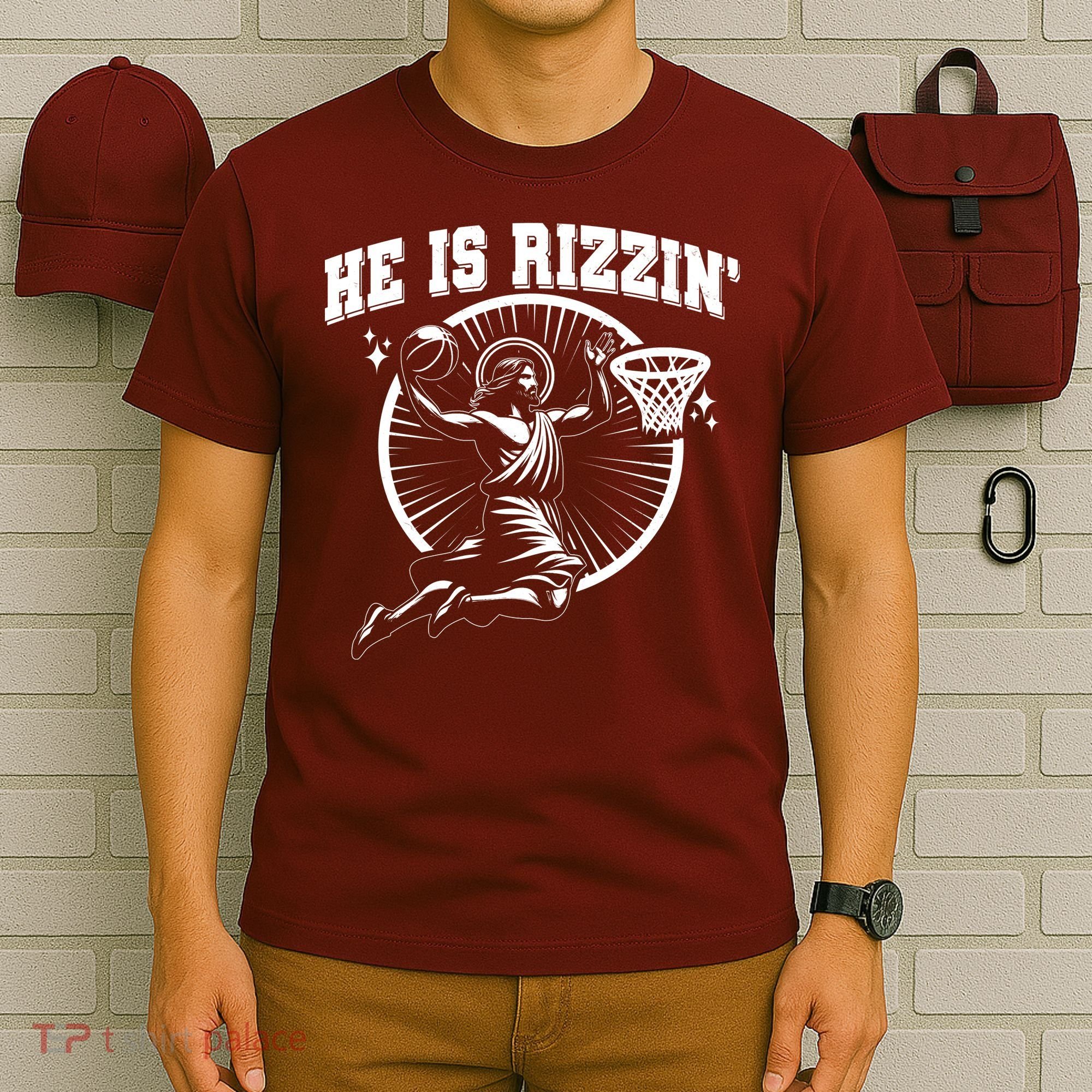 Easter He Is Rizzin Jesus Basketball T-Shirt