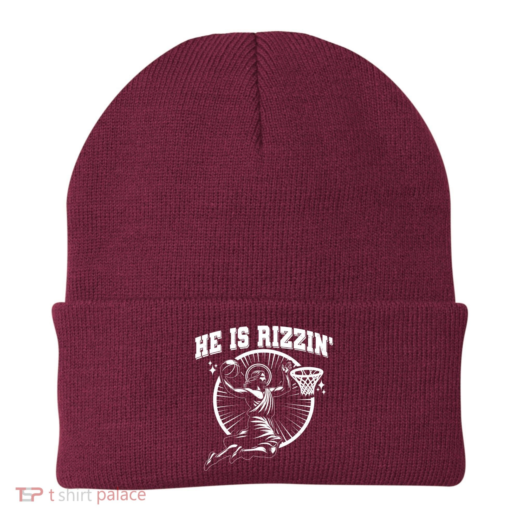 Easter He Is Rizzin Jesus Basketball Beanie